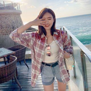 Sequined Plaid Shirt