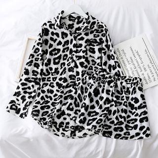 Set: Loose-fit Leopard-print Shirt + Shorts