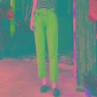Tie Waist Straight Leg Jeans