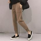 Plain Asymmetric Hem Jogger Pants