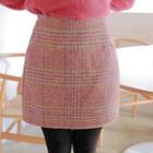 Plaid H-line Miniskirt Pink - One Size