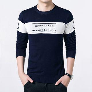 Letter Colour Block Knit Top