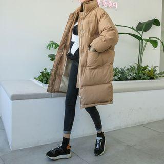 Funnel-neck Long Puffer Coat