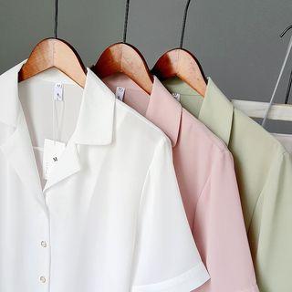 Plain Short-sleeve Chiffon Shirt