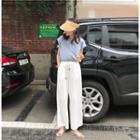 Plain Loose-fit Sleeveless Top / Plain Loose-fit Wide-leg Pants