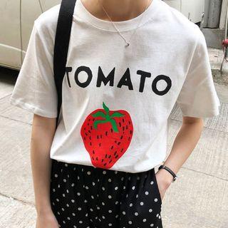 Strawberry Print Short-sleeve T-shirt