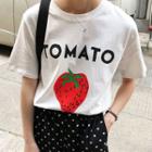 Strawberry Print Short-sleeve T-shirt