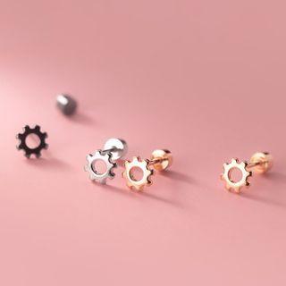 Sterling Silver Gear Stud Earring