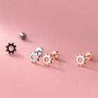 Sterling Silver Gear Stud Earring