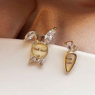 Non-matching Rabbit Stud Earring 1 Pair - As Shown In Figure - One Size