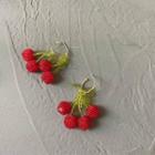 Woven Cherry Dangle Earring 1 Pair - Cherry - Silver Needle - One Size