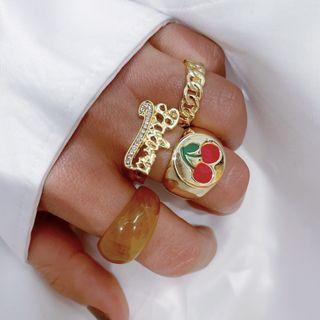 Set Of 4: Ring Gold & Brown - One Size