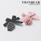 Flower Accent Bow Hair Clip