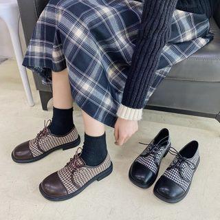 Houndstooth Panel Lace-up Shoes