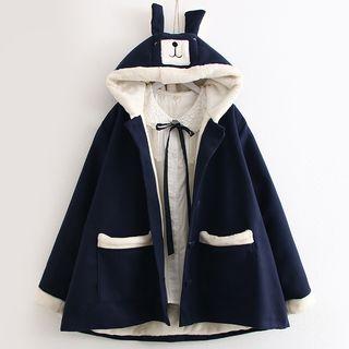 Single-breasted Rabbit Hooded Jacket