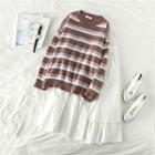 Striped Loose-fit Sweater / Irregular Skirt