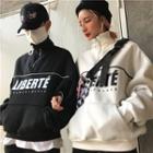 Couple Matching Lettering Half Zip Pullover