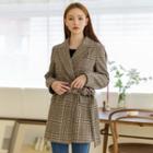 Open-front Plaid Robe Jacket