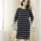 Roll-up Sleeve Stripe T-shirt Dress