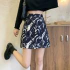 High-waist Tie-dye Print Mini A-line Skirt