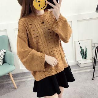 Pointelle Cable Knit Sweater