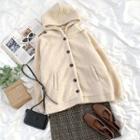 Hooded Button-up Jacket Almond - One Size