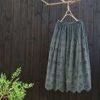 Midi A-line Embroidered Skirt