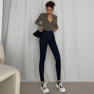 Brushed Fleece-lined Shaping Skinny Jeans