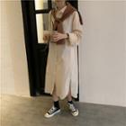 Set: Long-sleeve Midi Shirt Dress + Scarf