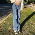 High Waist Washed Straight-fit Jeans