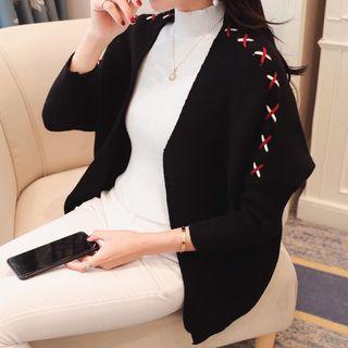 Stitched Dolman-sleeve Cardigan