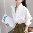 Batwing-sleeve Plain Blouse