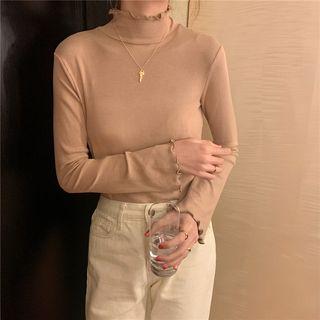 Lettuce Edge Mock-turtleneck Long-sleeve Top