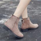 Faux Suede Back Lace Up Ankle Boots