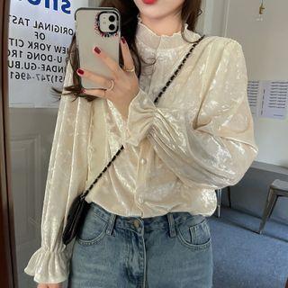 Long-sleeve Gold Velvet Shirt