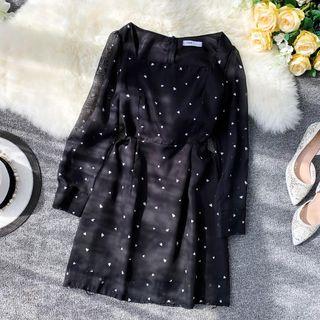 Long-sleeve Heart Print Mini A-line Dress