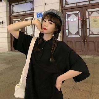 Elbow-sleeve Polo Shirtdress