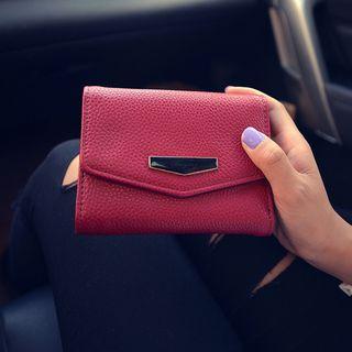 Faux Leather Push Button Wallet