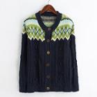 Patterned Cable Knit Cardigan
