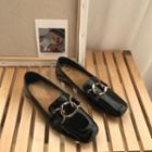 Chain Accent Square Toe Loafers