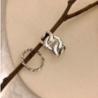 925 Sterling Silver Open Ring Twisted - Silver - One Size