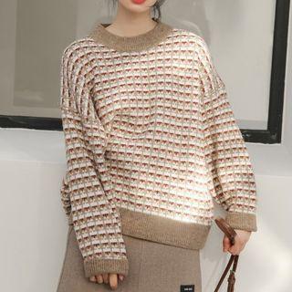 Check Sweater / Plain Scarf