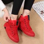 Fleece Lined Applique Lace Up Sneakers