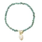 Freshwater Pearl Pendant Turquoise Necklace Green - One Size