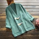 Toggle Long Cable-knit Cardigan