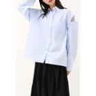 Slit-shoulder Loose-fit Shirt Sky Blue - One Size