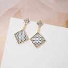 Rhinestone Dotted Square Dangle Earring 1 Pair - E3280 - As Shown In Figure - One Size
