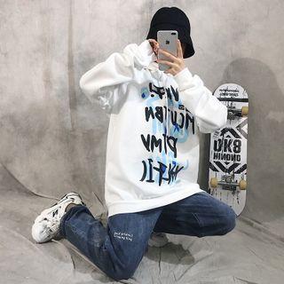 Lettering Fleece Lining Hooded Sweatshirt