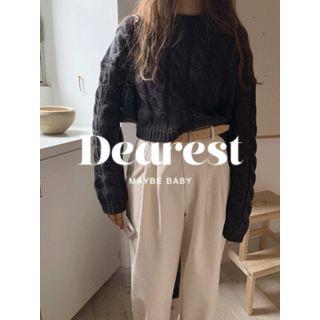 Cropped Boxy Cable-knit Top One Size