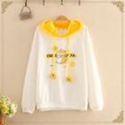 Dog Print Color-block Hoodie White - One Size